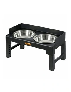 Pet Feeder 6 Height Adjustable Raised Food Water Large Elevated Dog Bowls in Black