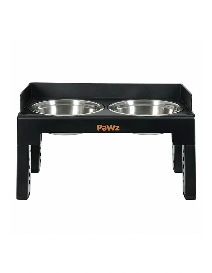 Pet Feeder 6 Height Adjustable Raised Food Water Large Elevated Dog Bowls in Black image 2