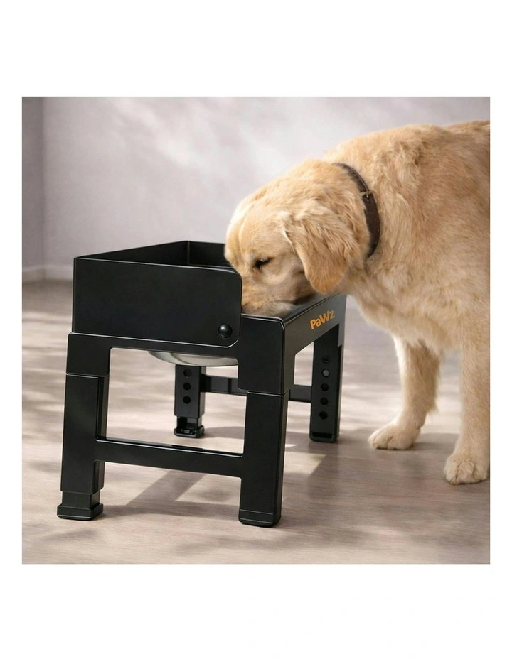 Pet Feeder 6 Height Adjustable Raised Food Water Large Elevated Dog Bowls in Black image 7