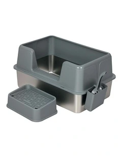 Stainless Steel Pet Litter Box in Grey