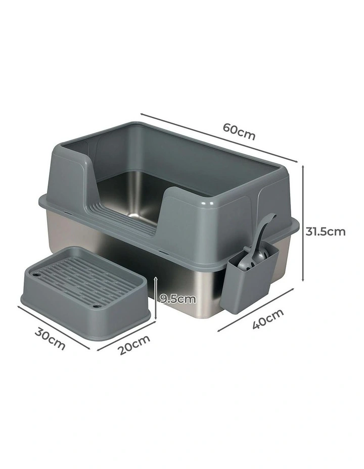 Stainless Steel Pet Litter Box in Grey image 3