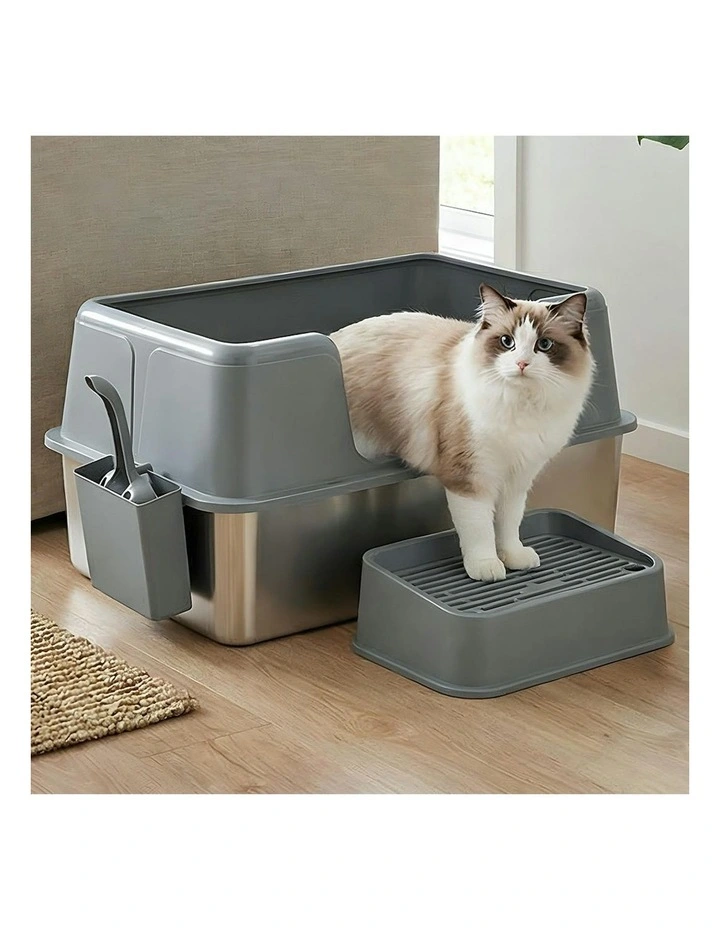 Stainless Steel Pet Litter Box in Grey image 7