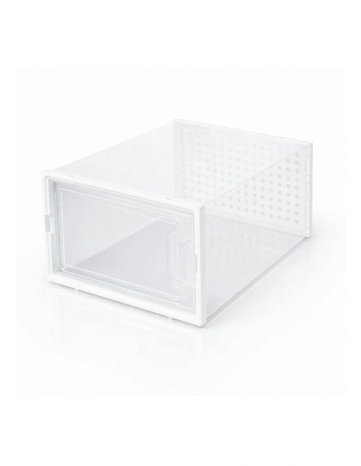 Clear Plastic Display Cases Shoe Rack Storage Boxes 12 Pieces in White image 2