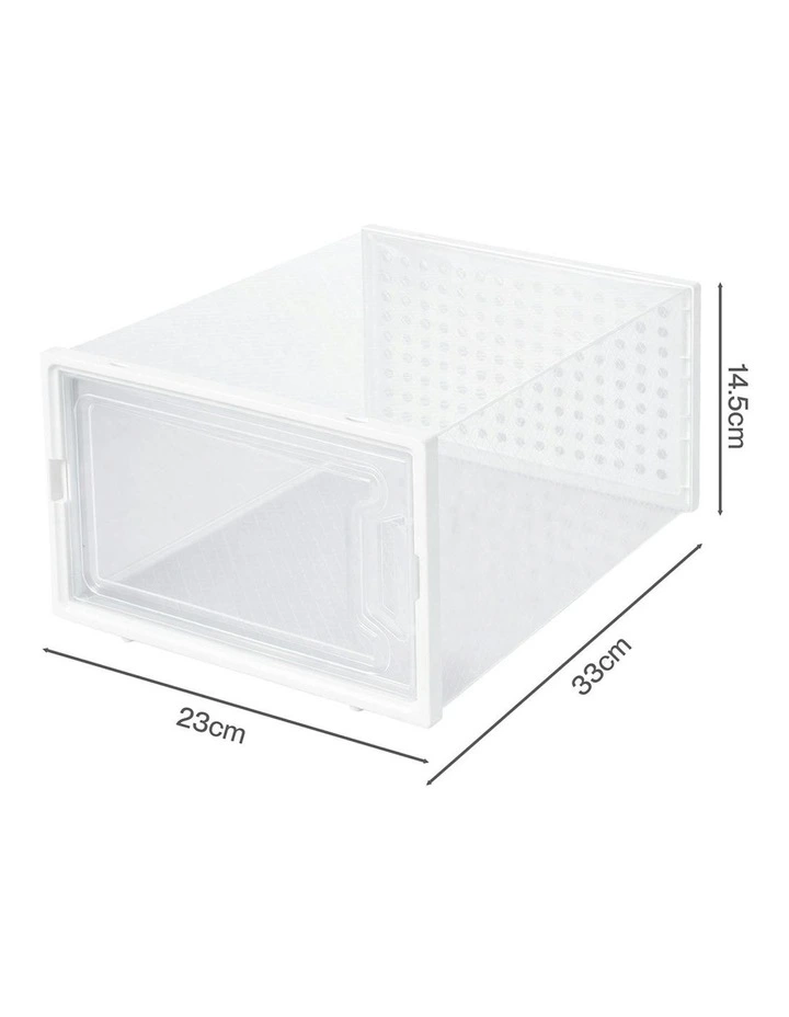 Clear Plastic Display Cases Shoe Rack Storage Boxes 12 Pieces in White image 3