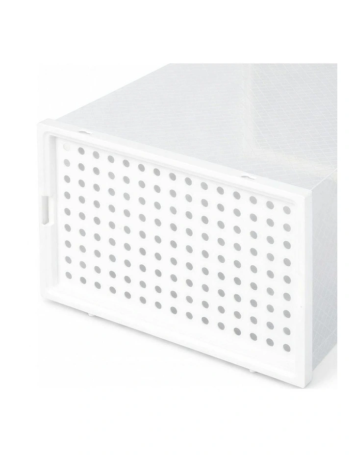 Clear Plastic Display Cases Shoe Rack Storage Boxes 12 Pieces in White image 4