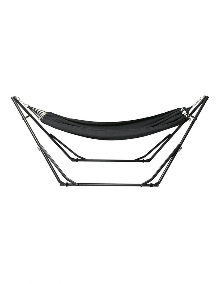 Foldable Hammock Hanging Chair with Stand Portable 3 Gear Adjustable in Black image 1