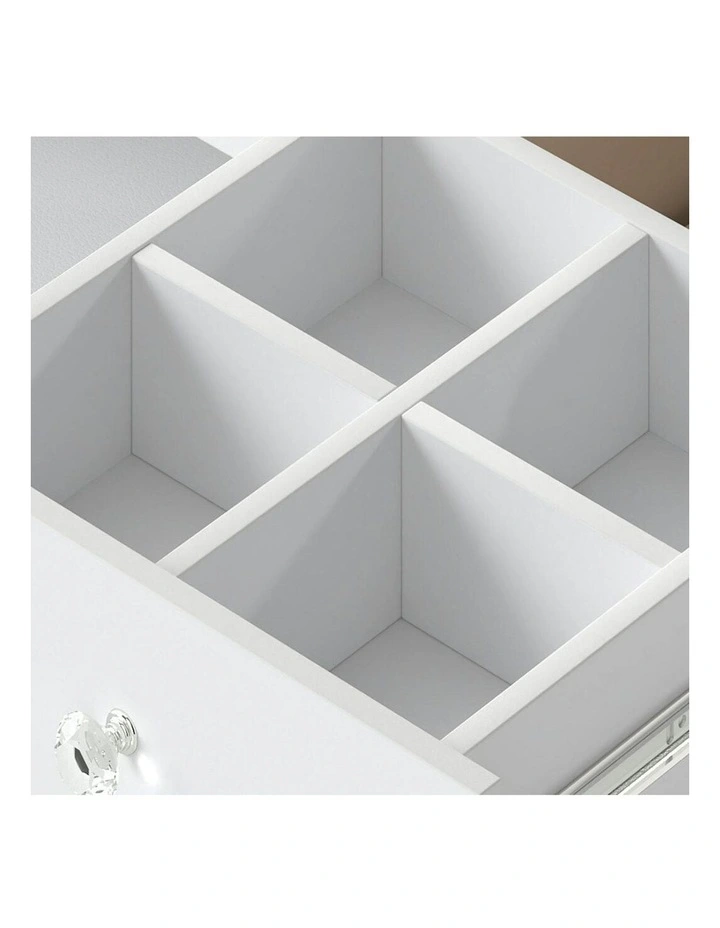 Dressing Table Led Makeup Mirror Stool Set Vanity Desk 5 Storage Drawer in White image 4