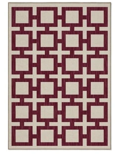 Block Washable Chenille Area Rug in Rouge