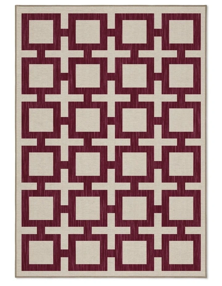 Block Washable Chenille Area Rug in Rouge image 1