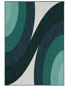Bundle Washable Chenille Area Rug in Teal
