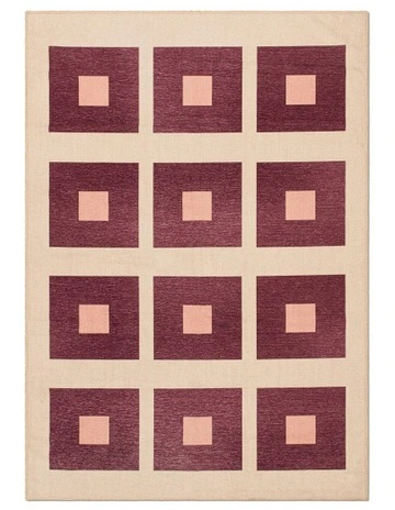 Square Washable Chenille Area Rug in Red