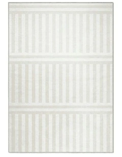 Plinth Washable Chenille Area Rug in Bone