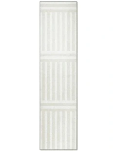 Plinth Washable Chenille Rug Runner in Bone