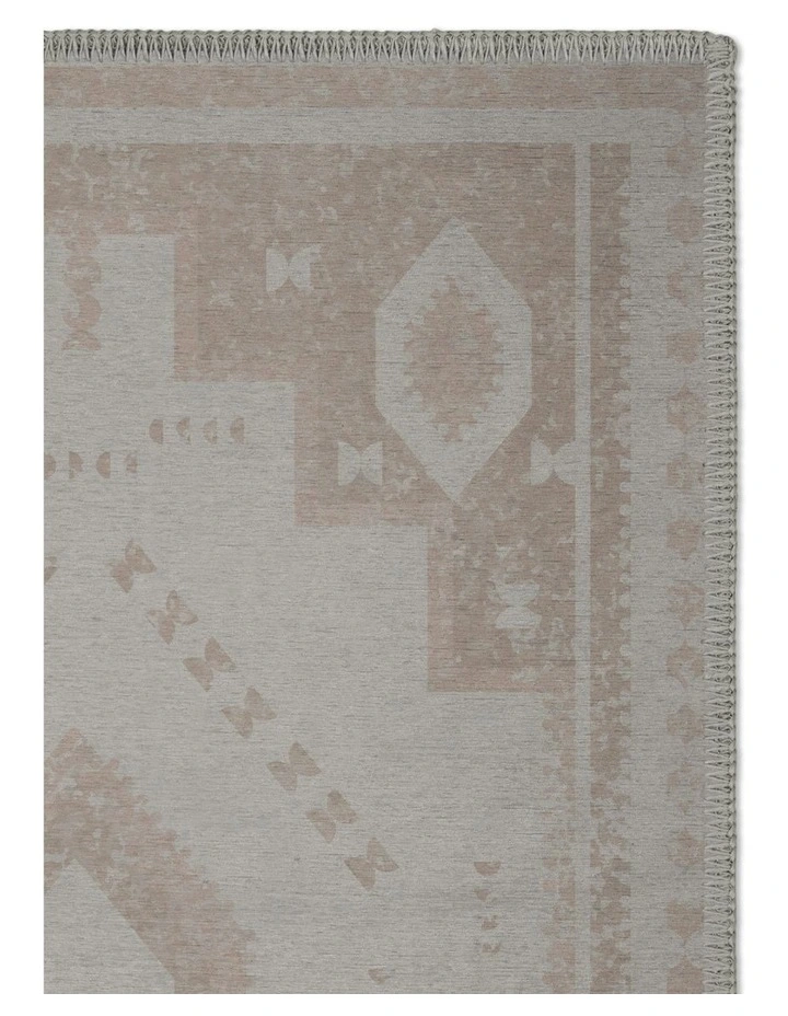 Obscured Washable Chenille Area Rug in Beige image 2