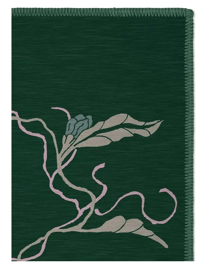 Sunlight Washable Chenille Area Rug in Green image 2