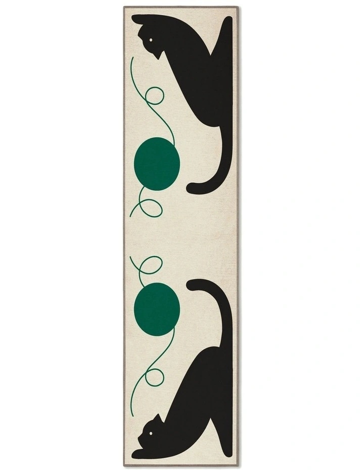 Distraction Chenille Runner Rug in Black image 1