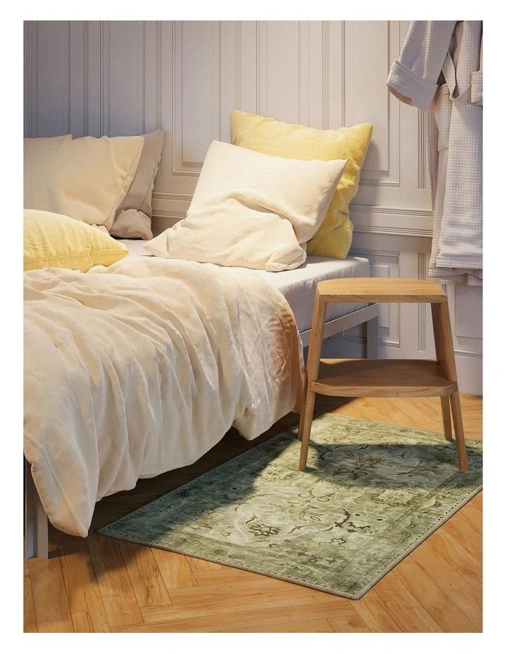 Gentle Washable Chenille Area Rug in Green image 1
