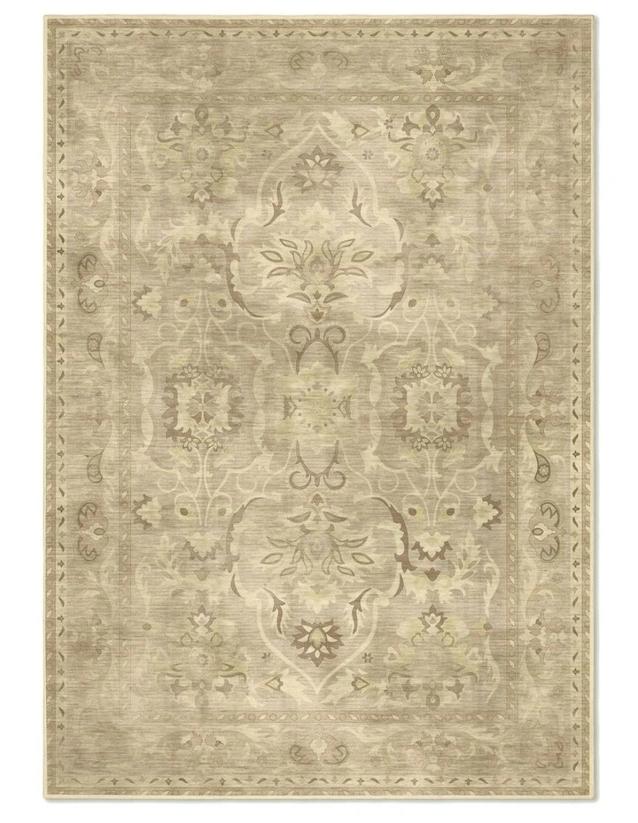 Gentle Washable Chenille Area Rug in Green image 2