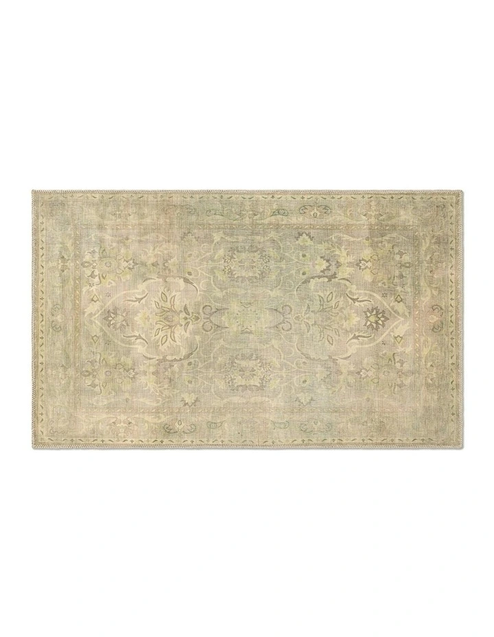 Gentle Washable Chenille Area Rug in Green image 3