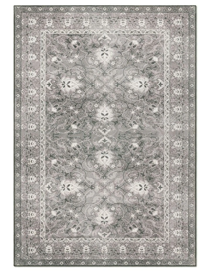 Washable Chenille Area Rug in Motif Grey image 2