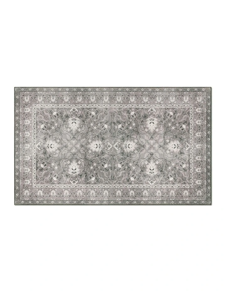 Washable Chenille Area Rug in Motif Grey image 3