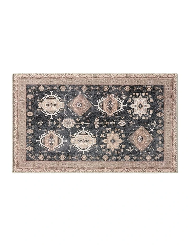 Washable Chenille Area Rug in Black image 3