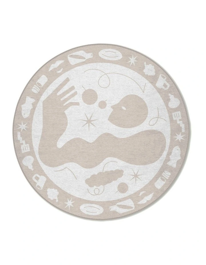 Saturday Washable Chenille Round Rug in Bone image 1