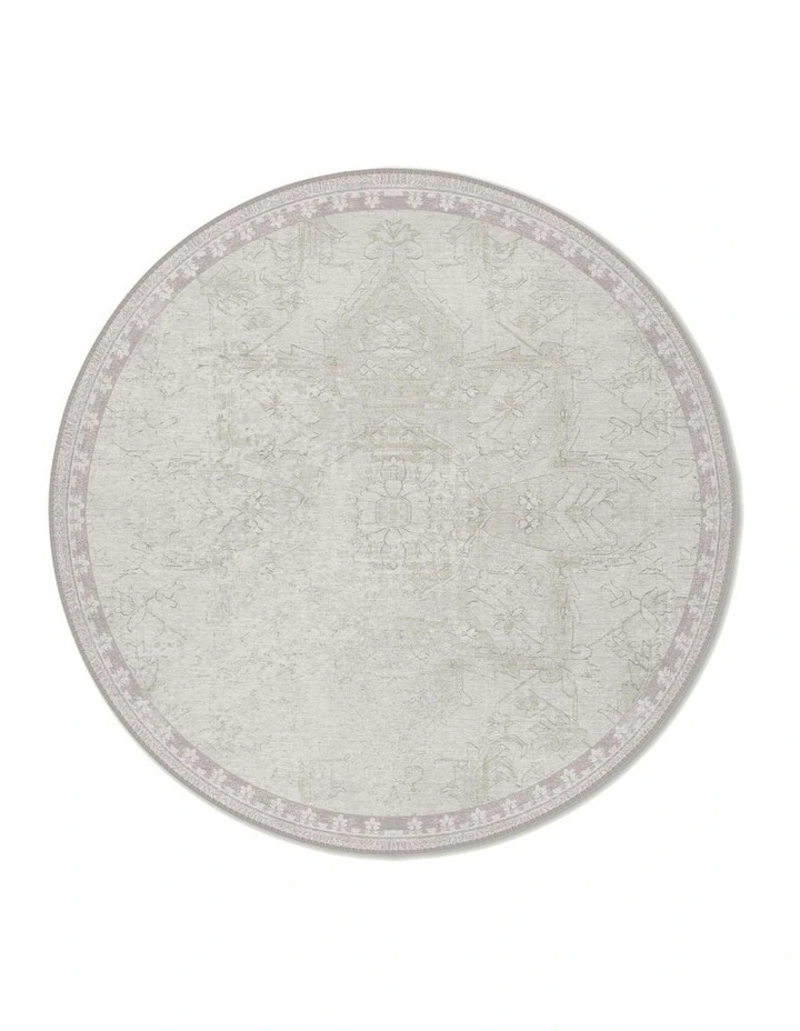 Sweet Washable Chenille Round Rug in Cream image 1