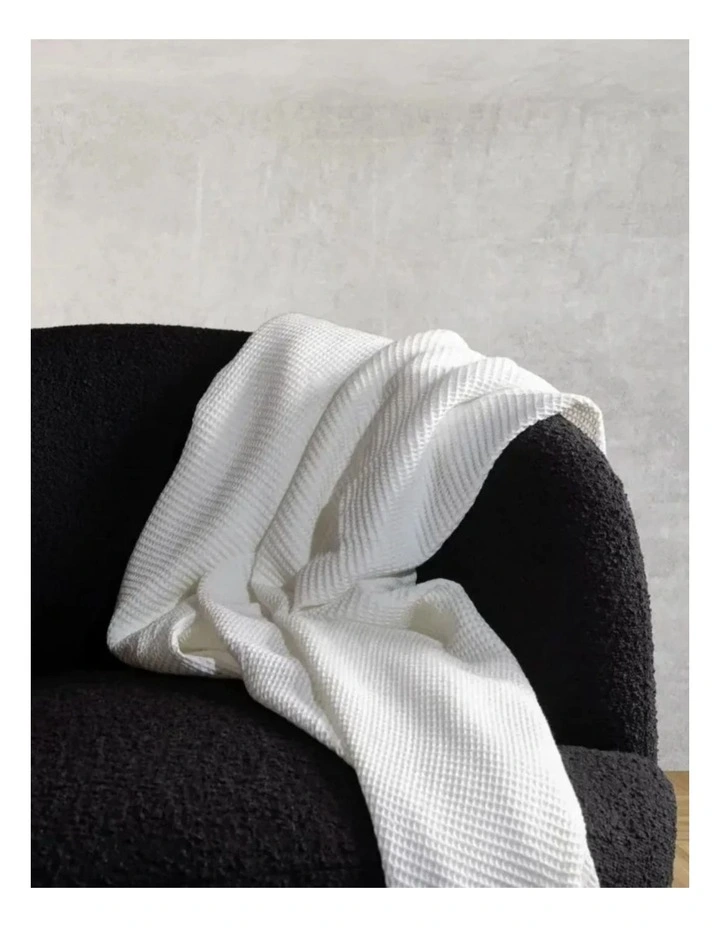 Blissful Clean Bamboo Waffle Throw Blanket in Cloud image 1