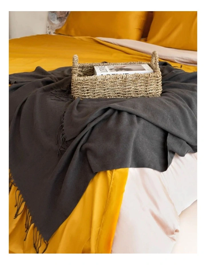 Woven Throw Blanket in Graphite image 2