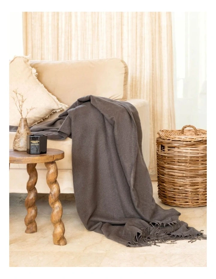 Woven Throw Blanket in Graphite image 3