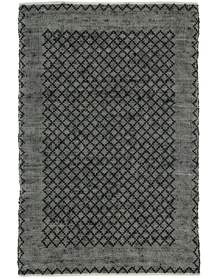 Miss Amara Adisa Scandi Diamond Pattern Flatweave Rug In Charcoal MYER