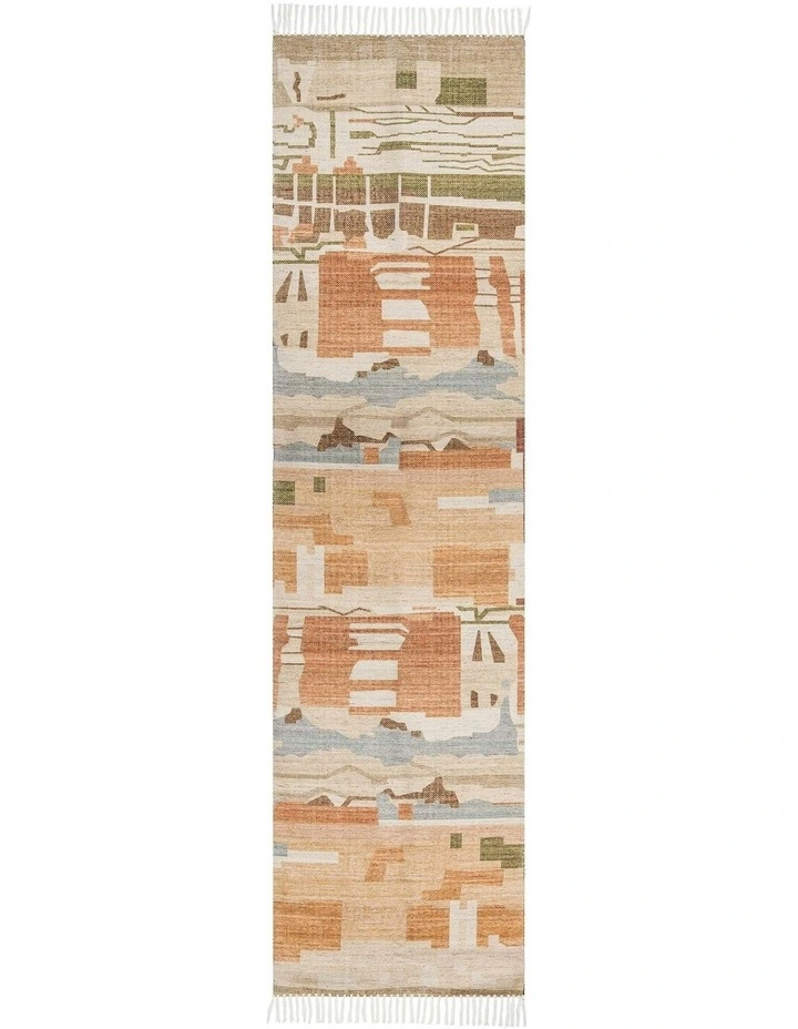 Allegra Abstract Tribal Indoor Outdoor Runner Rug in Multicolour image 1
