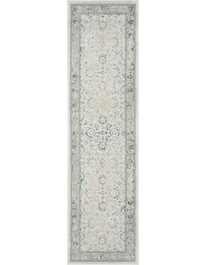 Anine Traditional Floral Runner Rug in Cream image 1