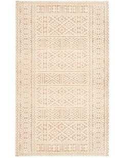 Bobbie Textured Tribal Rug in Peach and Ivory