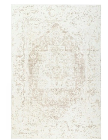 Cabanela Distressed Washable Rug in Cream and Beige