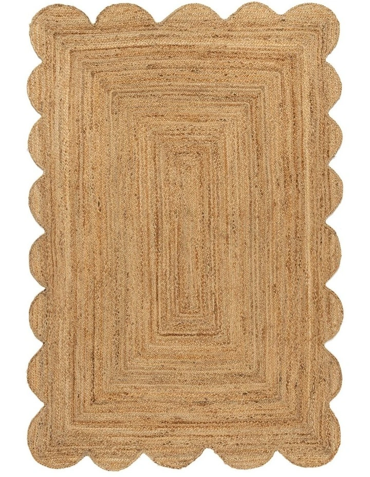 Celeste Scalloped Jute Rug in Natural Brown image 1