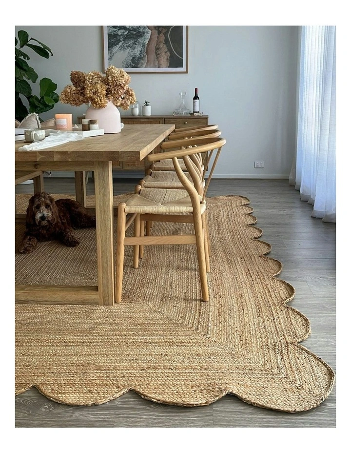 Celeste Scalloped Jute Rug in Natural Brown image 6