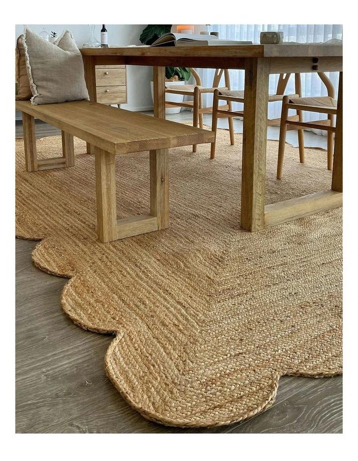 Celeste Scalloped Jute Rug in Natural Brown image 7
