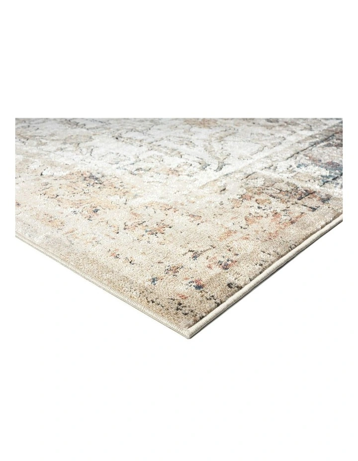 Constance Distressed Floral Runner Rug in Beige/Blue image 2