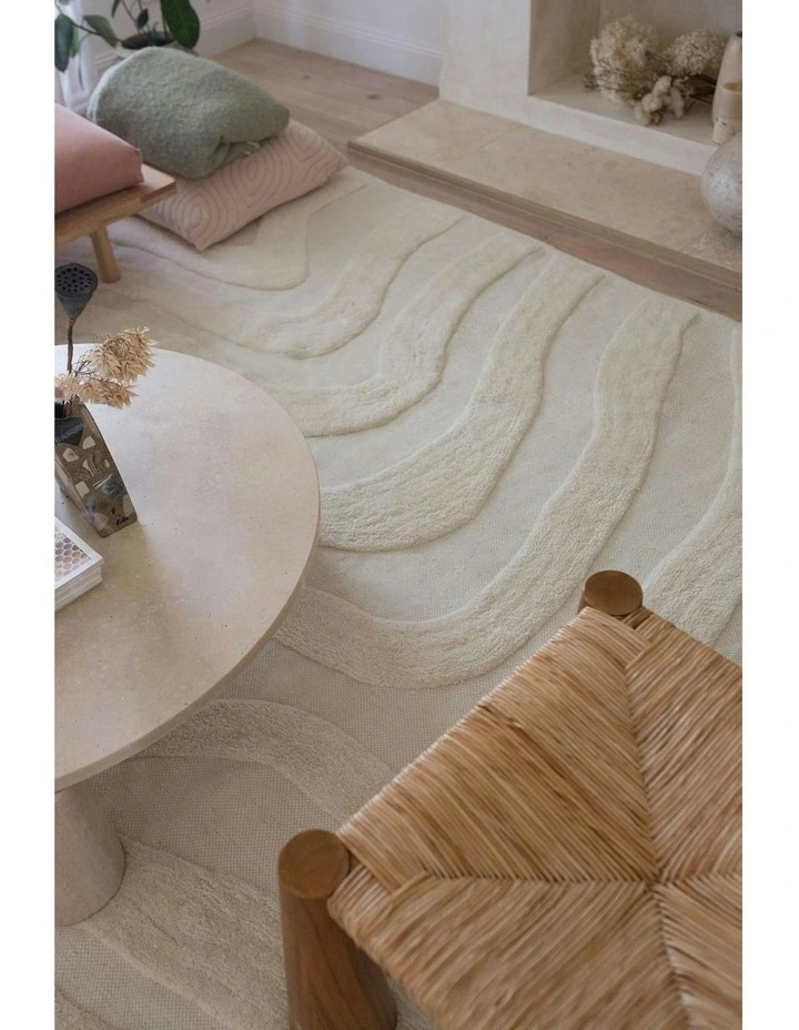 Eniko Abstract Washable Wool Rug in Cream image 7