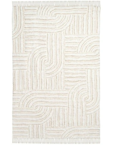 Etta Geometric Washable Rug in Ivory