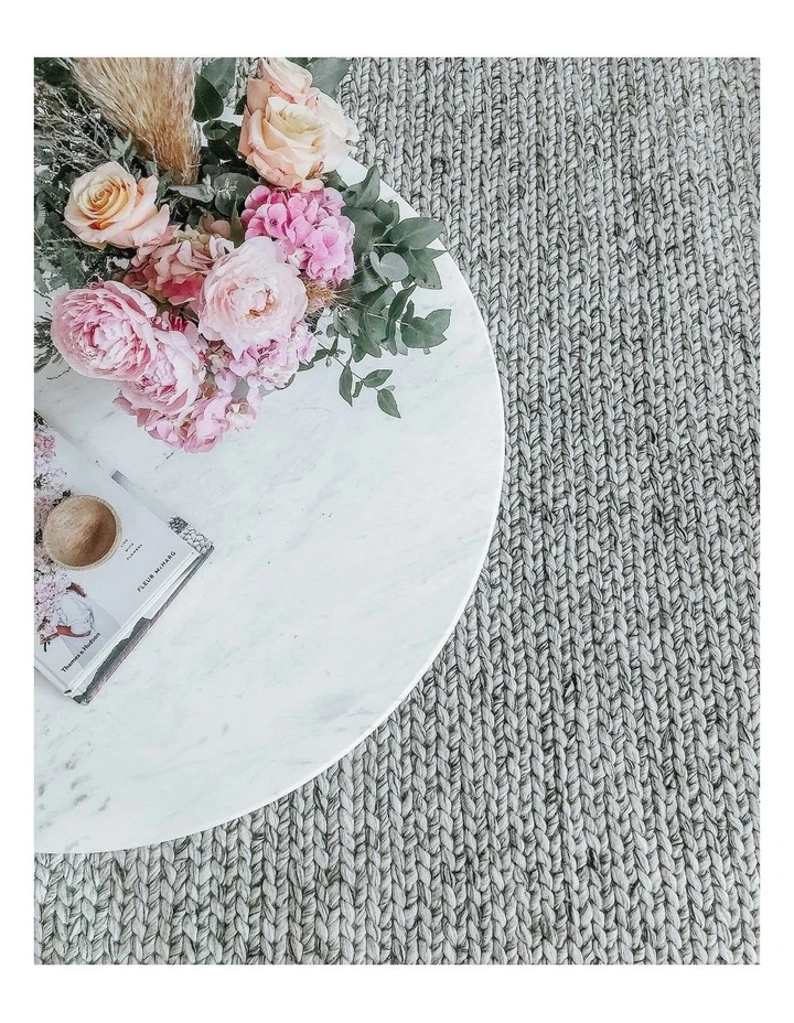 Farrah Braided Wool Rug in Marble Grey image 4