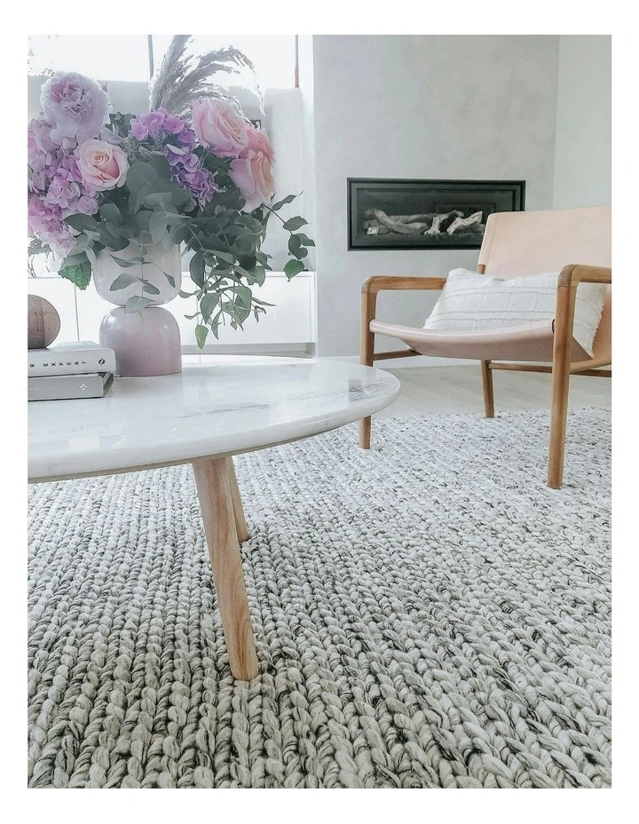 Farrah Braided Wool Rug in Marble Grey image 6