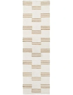 Hendrix Asymmetrical Striped Jute Wool Runner Rug in Ivory