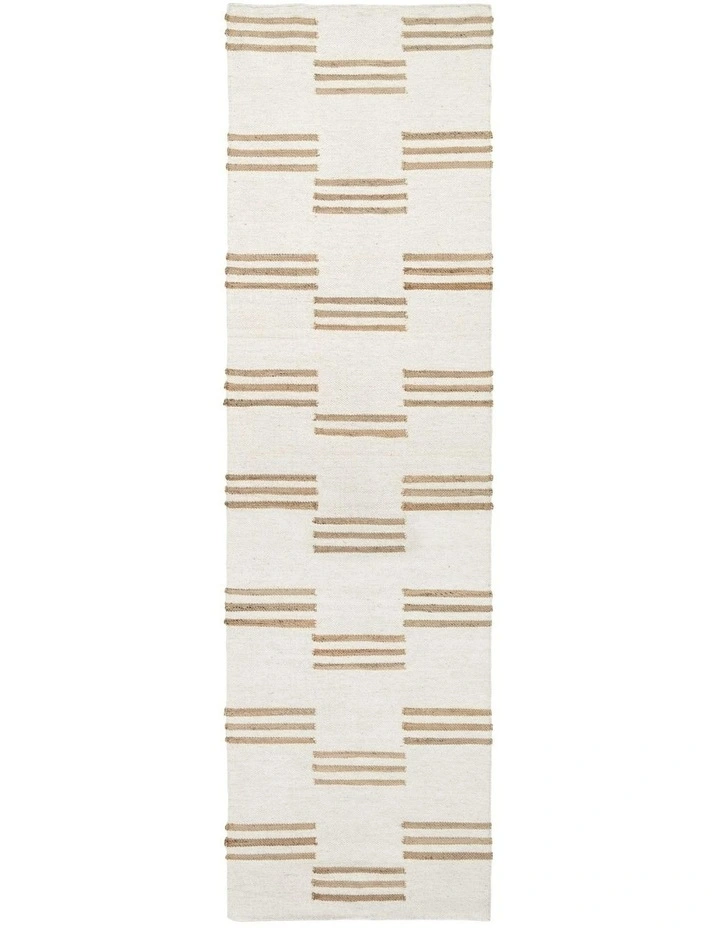 Hendrix Asymmetrical Striped Jute Wool Runner Rug in Ivory image 1