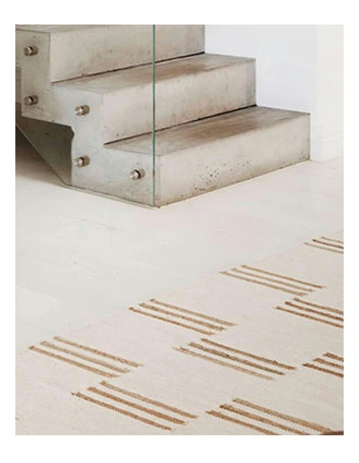Hendrix Asymmetrical Striped Jute Wool Runner Rug in Ivory image 3