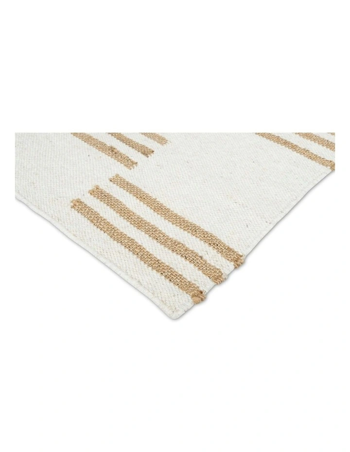 Hendrix Asymmetrical Striped Jute Wool Runner Rug in Ivory image 4