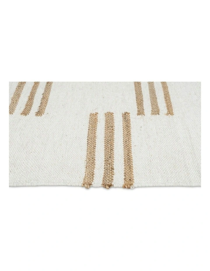 Hendrix Asymmetrical Striped Jute Wool Runner Rug in Ivory image 5