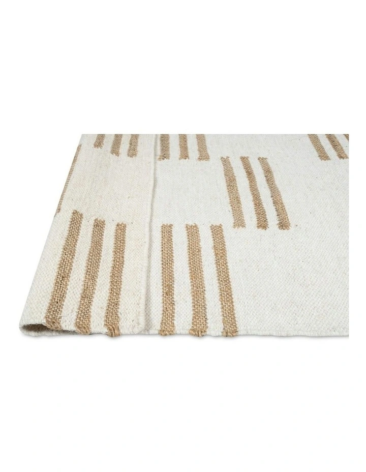 Hendrix Asymmetrical Striped Jute Wool Runner Rug in Ivory image 6